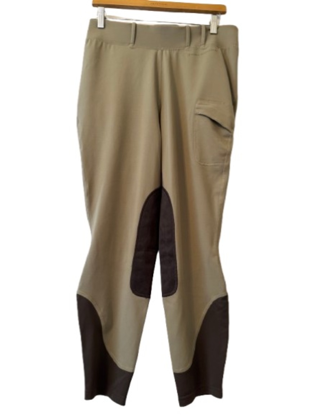 Noble Outfitters Beige Riding Breeches with Dark Knee Calf Patches Size Large